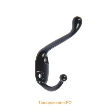 Крючок мебельный ТУНДРА TKd=015, двухрожковый, черный