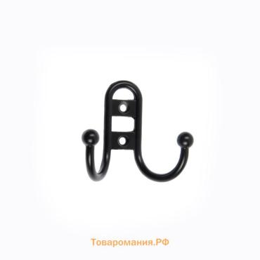 Крючок мебельный ТУНДРА TKd=016, двухрожковый, черный