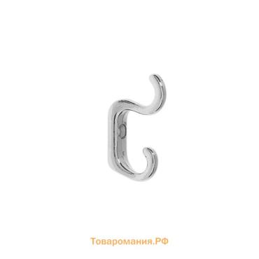 Крючок мебельный ТУНДРА TKd=010, двухрожковый, хром, 500 шт.