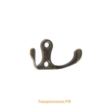Крючок мебельный ТУНДРА TKd=004, двухрожковый, бронза, 200 шт.