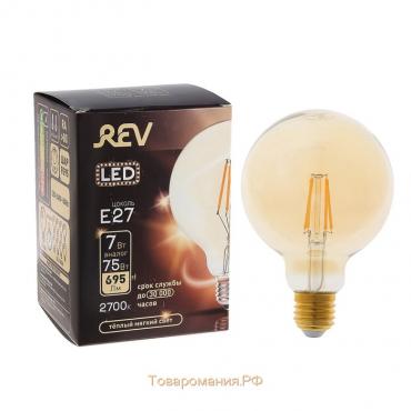 Лампа светодиодная REV LED FILAMENT VINTAGE, G95, E27, 7 Вт, 2700 K, шар, теплый свет