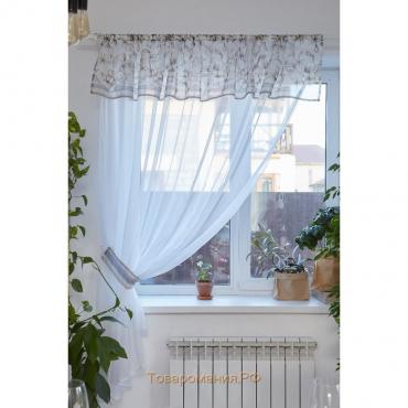 Тюль с подхватом и ламбрекеном Floral mood, 250×200 см, 100% п/э, вуаль