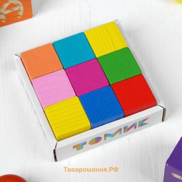 Деревянные кубики «Мини» 9 шт., 2.7×2.7 см, МИКС