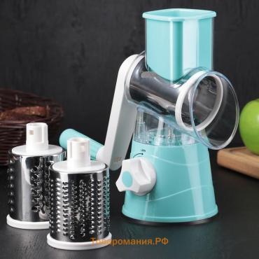 Овощерезка механическая  Mandoline Slicer, 3 насадки, цвет зелёный