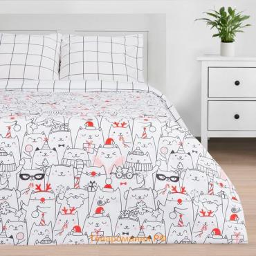 Новый год. Постельное белье  2 сп Xmas cat 175*215 см, 200*220 см, 70*70 см - 2 шт