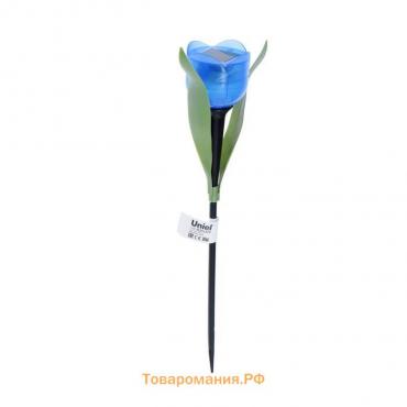 Садовый светильник Uniel на солнечной батарее «Синий тюльпан», 4 × 30 × 4 см, свечение белое