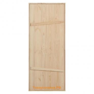 Дверной блок для бани, 190×80см, из сосны, на клиньях, массив, "Добропаровъ"