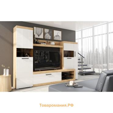 Гостиная «БАСТОН», 2805×2000×400 мм, дуб вотан/белый