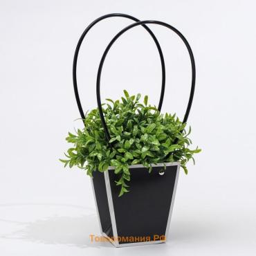 Сумка для цветов чёрная влагостойкая, 12×12 - 8×8 - 12.5 см