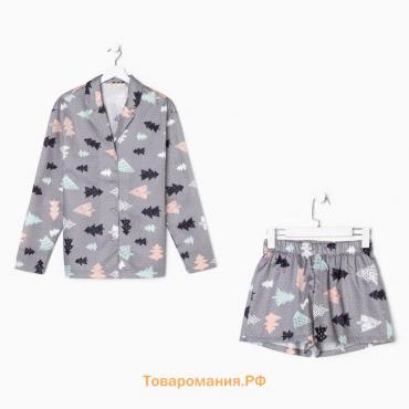 Пижама (рубашка, шорты) женская KAFTAN "Елки", размер 48-50
