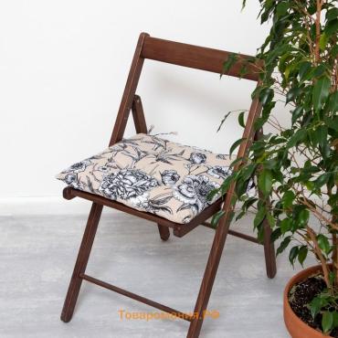 Подушка на стул "" Blooming garden 42х42х7см, 100% хлопок, 164 г/м2