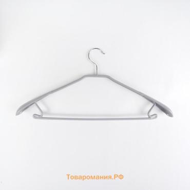 Плечики - вешалка для одежды , 44×20 см, широкие плечики, антискользящее покрытие, серые