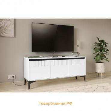 Тумба под ТВ «Муар 13.261.01», 1368×400×590 мм, цвет белый премиум / белый глянец