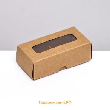 Коробка для 2 конфеты, крафт, 5×10.5×3.5 см