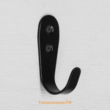Крючок мебельный ТУНДРА TKO016, однорожковый, черный, 10 шт.