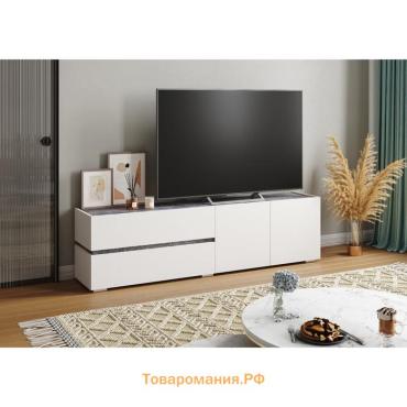 Тумба под ТВ «Аркон», 1800×370×490 мм, цвет белый / бетон тёмный