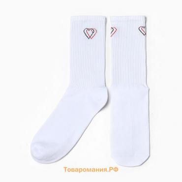 Носки женские "Двойное сердце", цвет белый, размер 23-25